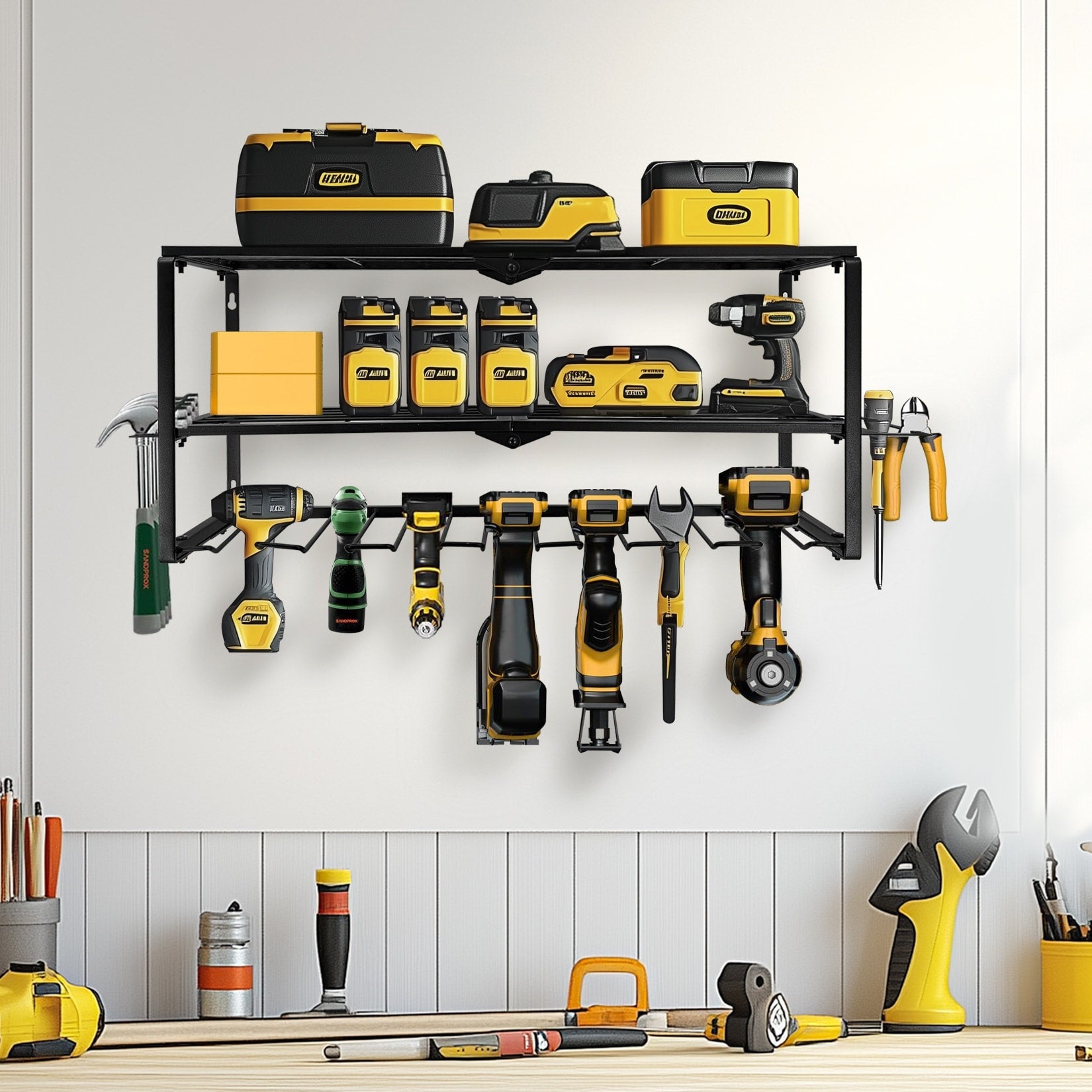 Heavy Duty 3 Tier Power Tool Storage Rack Wall Open Organizer Shelf