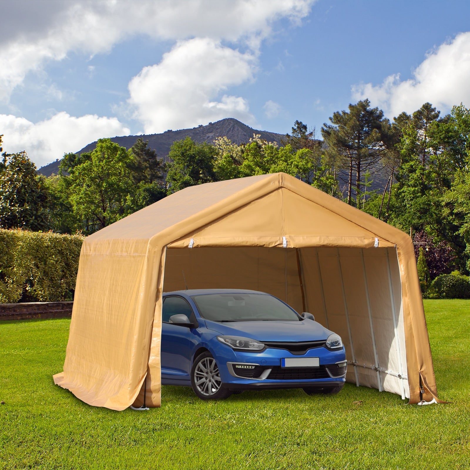 Outsunny Heavy Duty Enclosed Vehicle Shelter Carport