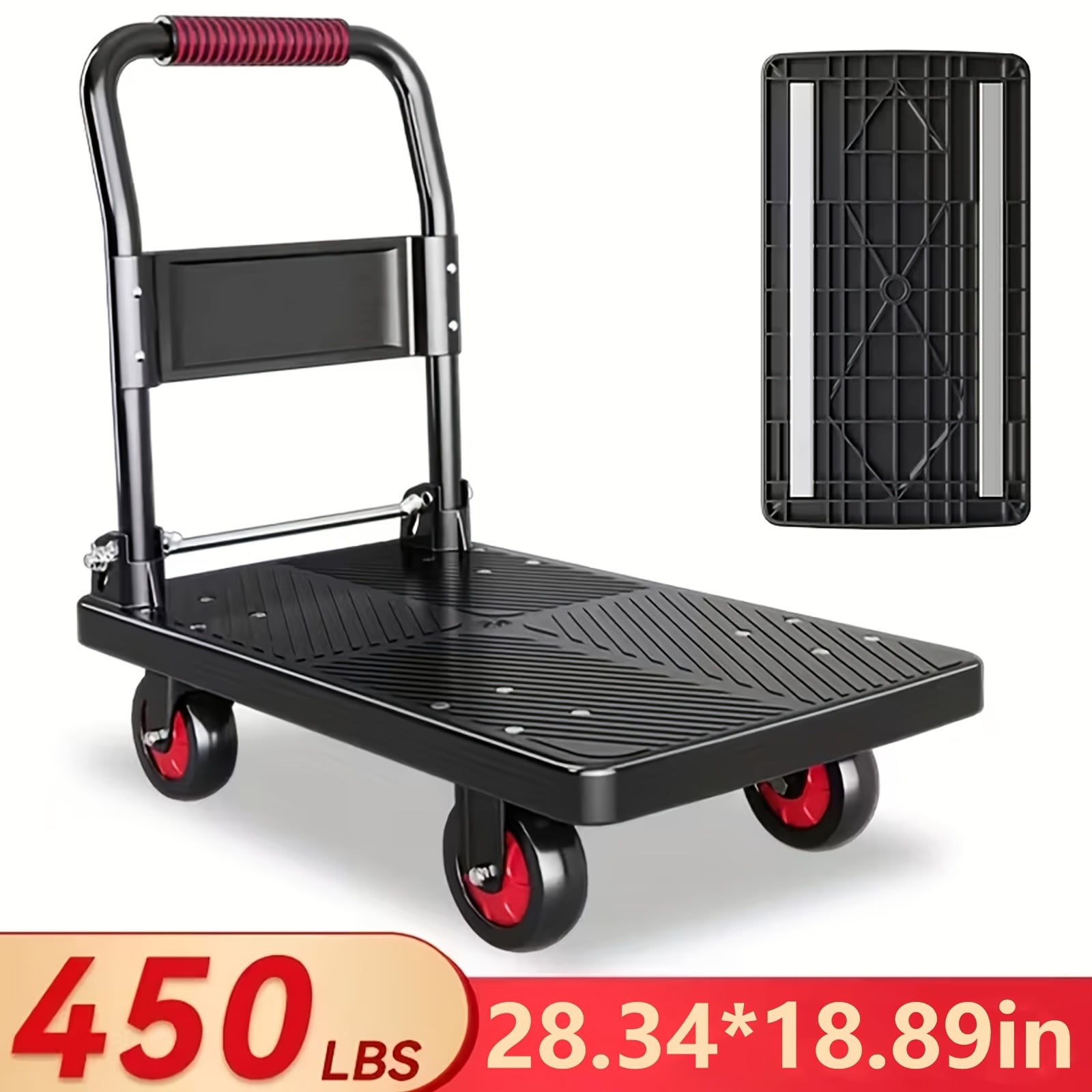 Heavy Duty Folding Flatbed Hand Truck Suitable For Warehouse Yard Garden Transport