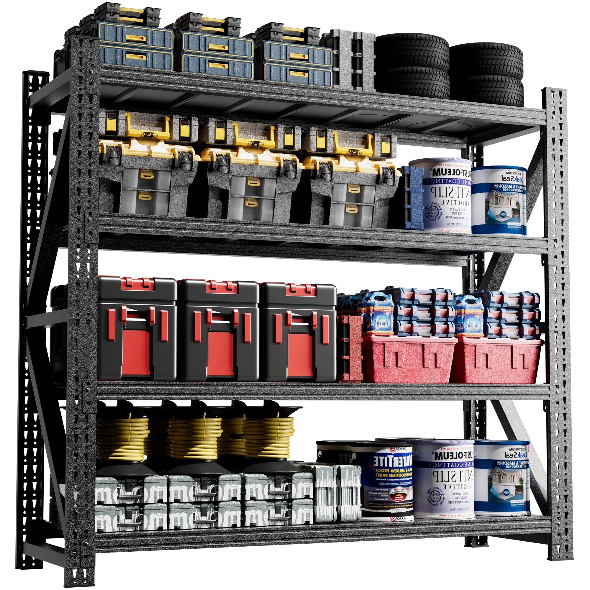 Heavy Duty Garage Shelving 4000Lbs Extra Wide Metal Adjustable Shelves 69 H Industrial Storage Unit For Warehouse