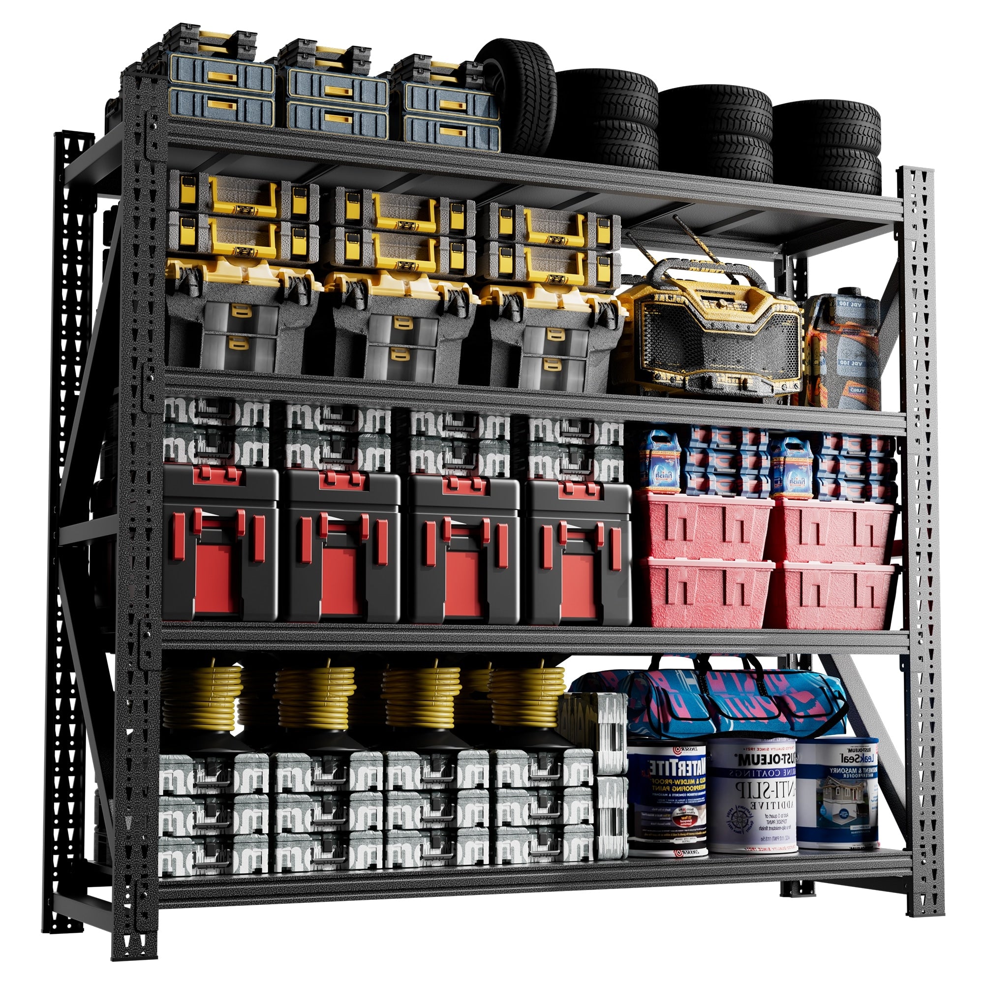 Heavy Duty Metal Adjustable Garage Shelves 75 H Industrial Shelving Unit 4000Lbs Capacity Steel Storage Rack