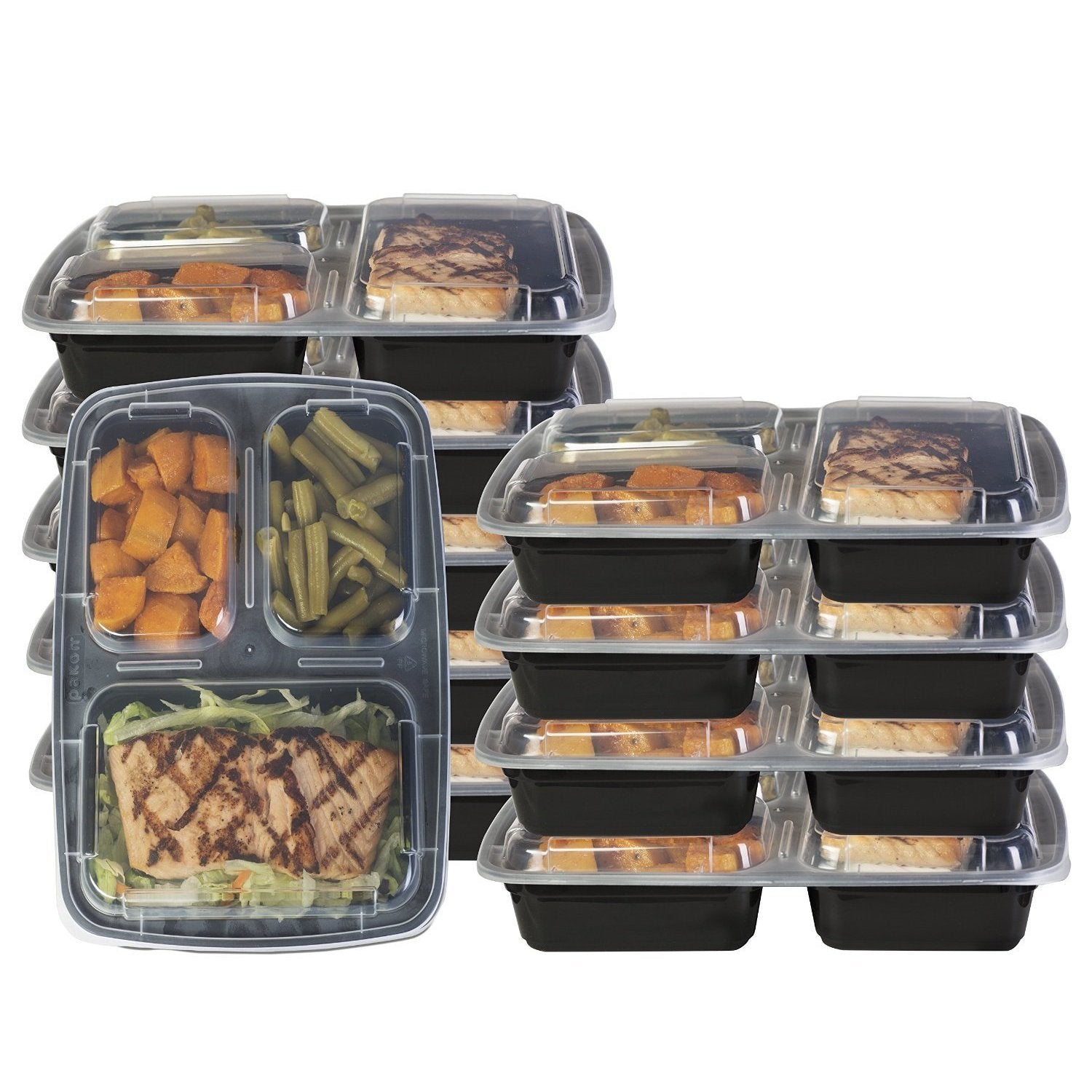 Heim Concept 3 Compartment Premium Meal Prep Food Containers With Lids Set Of 10