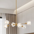 Helena 32 Inch 6 Light Brushed Gold Chandelier With Clear Acrylic Shades L 32 X W 32 X H 8.25 X M H 64