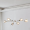 Helena 42 Inch 6 Light Polished Nickel Chandelier With Clear Acrylic Shades L 42 X W 18.5 X H 11.25 X M H 64.75
