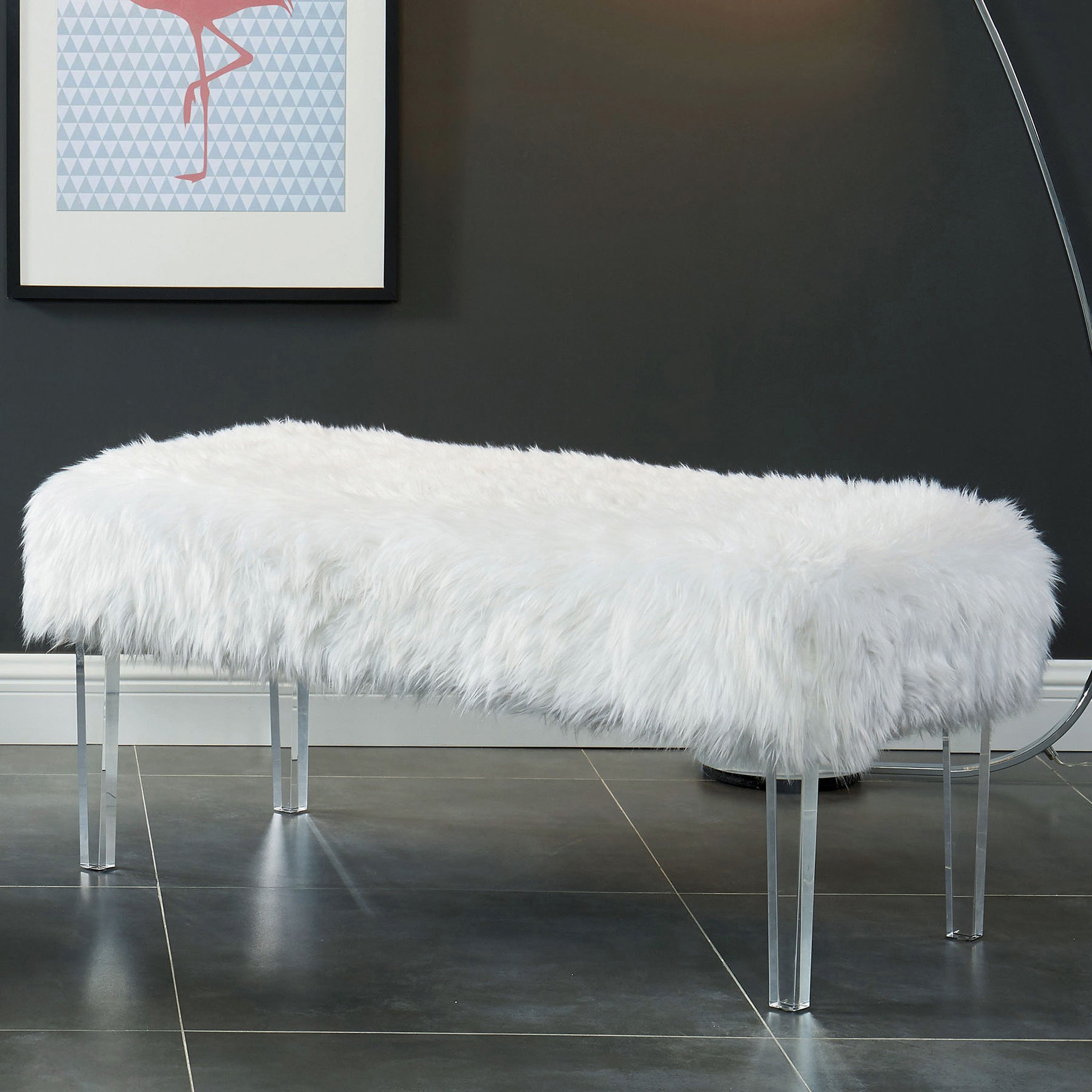 Furniture Of America Helina Contemporary Faux Fur Bench