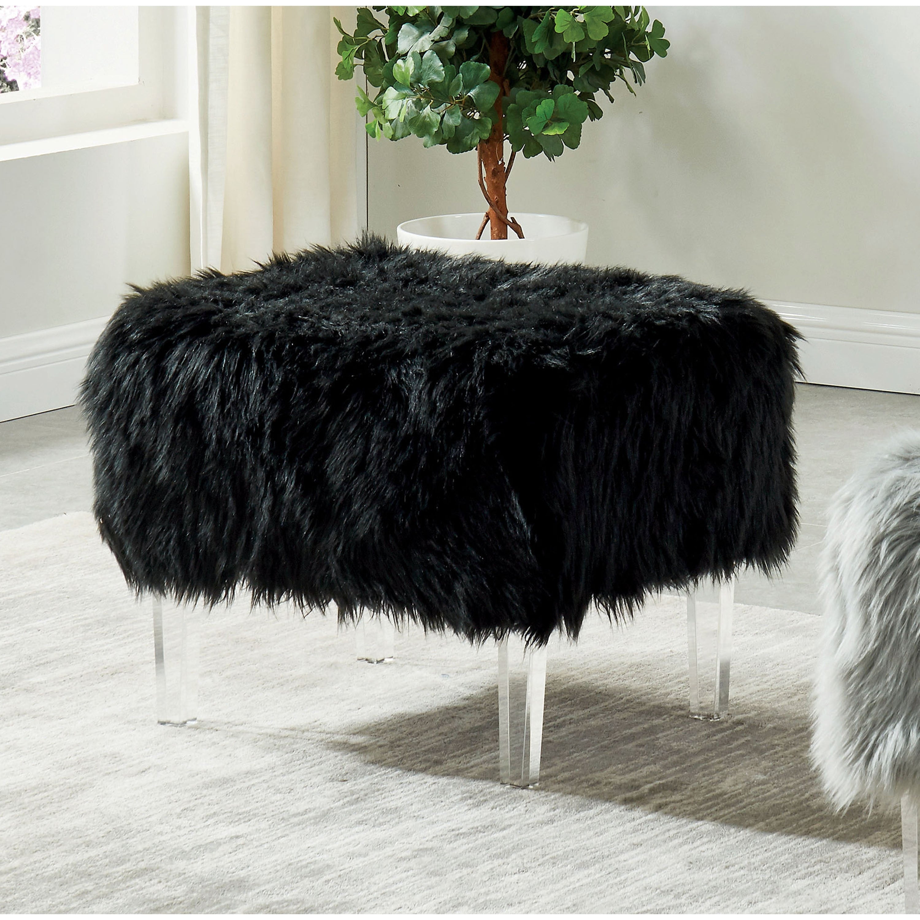 Furniture Of America Helina Contemporary Acrylic Ottoman