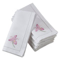 Saro Lifestyle Cotton Hemstitch Border Napkins With Fuchsia Embroidery Set Of 6