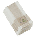 Saro Lifestyle White Beige Embroidered Lavender Design Hempstitch Table Napkins Set Of 4