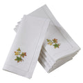 Saro Lifestyle Hemstitch Embroidered Fall Leaf Design Cotton Table Napkins Set Of 6