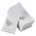 Saro Lifestyle White Cotton Hemstitch Table Napkins With Embroidered Pine Tree Design Set Of 6