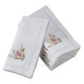 Saro Lifestyle Hemstitch Table Napkins With Pink Orchid Embroidery Set Of 6