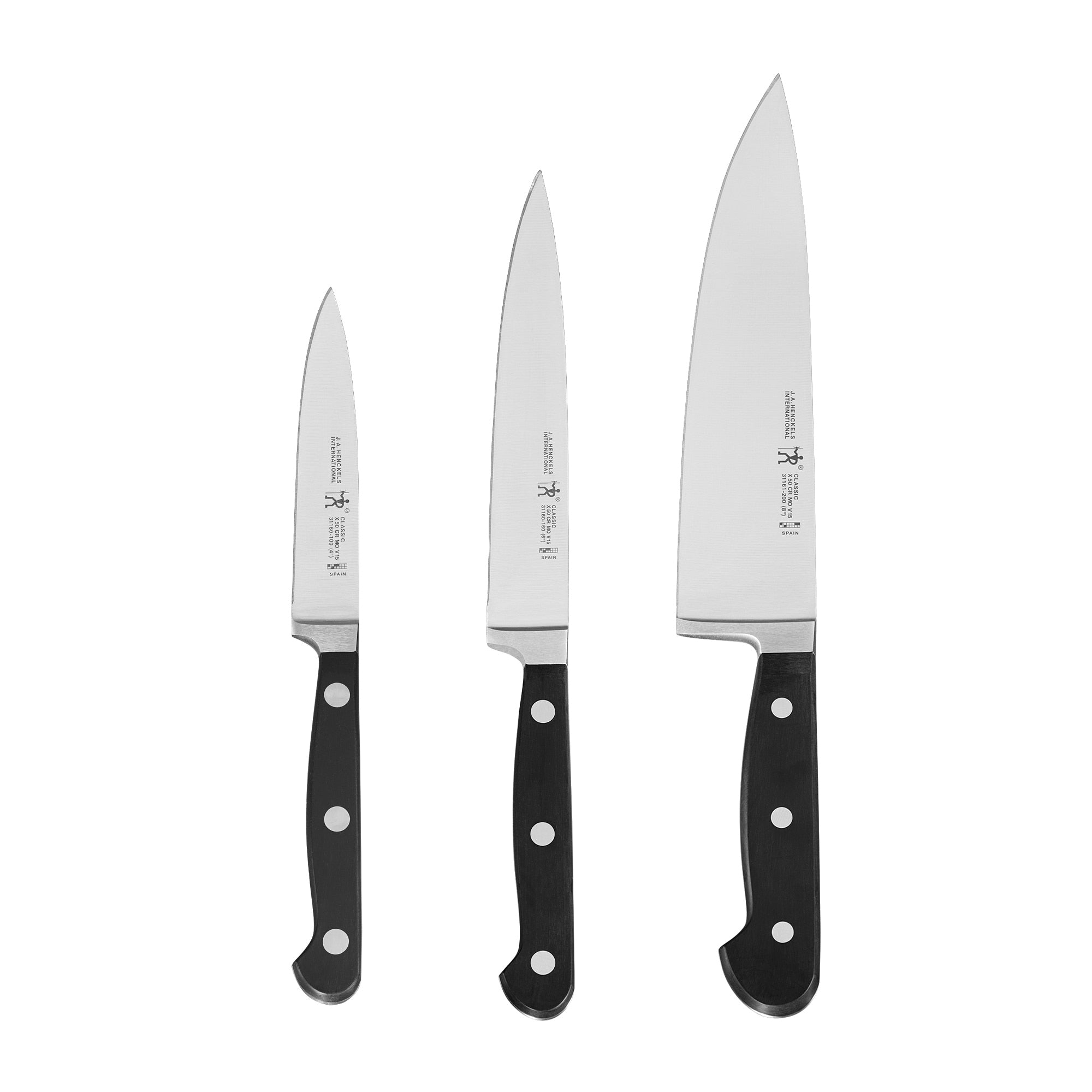 Henckels Classic 3 Pc Starter Knife Set Black Stainless Steel
