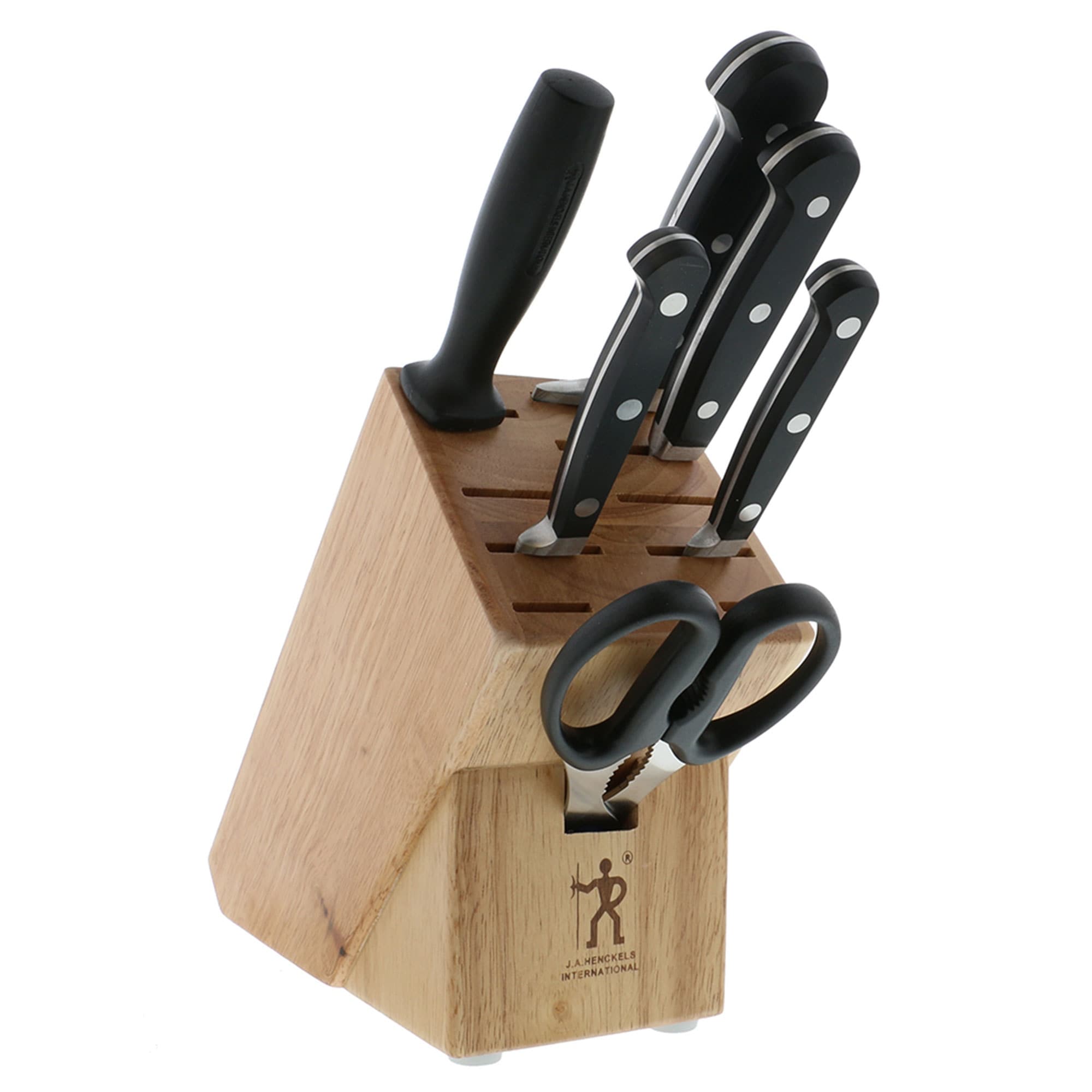 J.A. Henckels International Classic 7 Pc Knife Block Set Black Stainless Steel