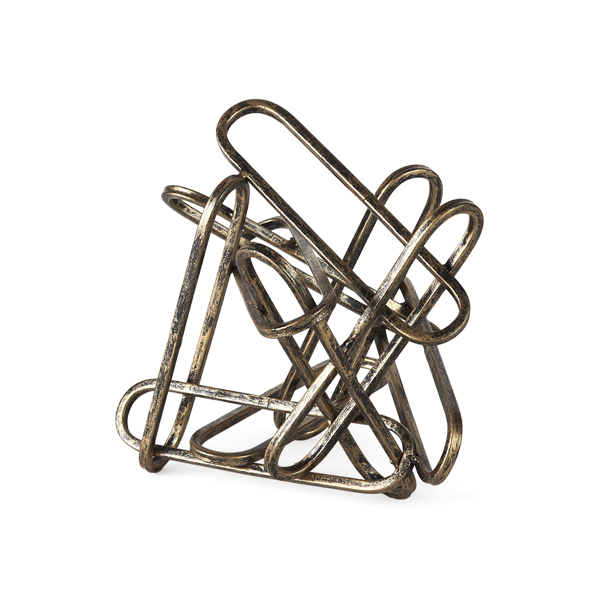 Henderson Ii Gold Iron Paperclip Decorative Object 10.3 L X 12.2 W X 9.1 H