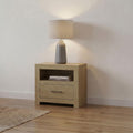 Hendricks 1 Drawer Nightstand Bedside Table With Cubby Light Oak