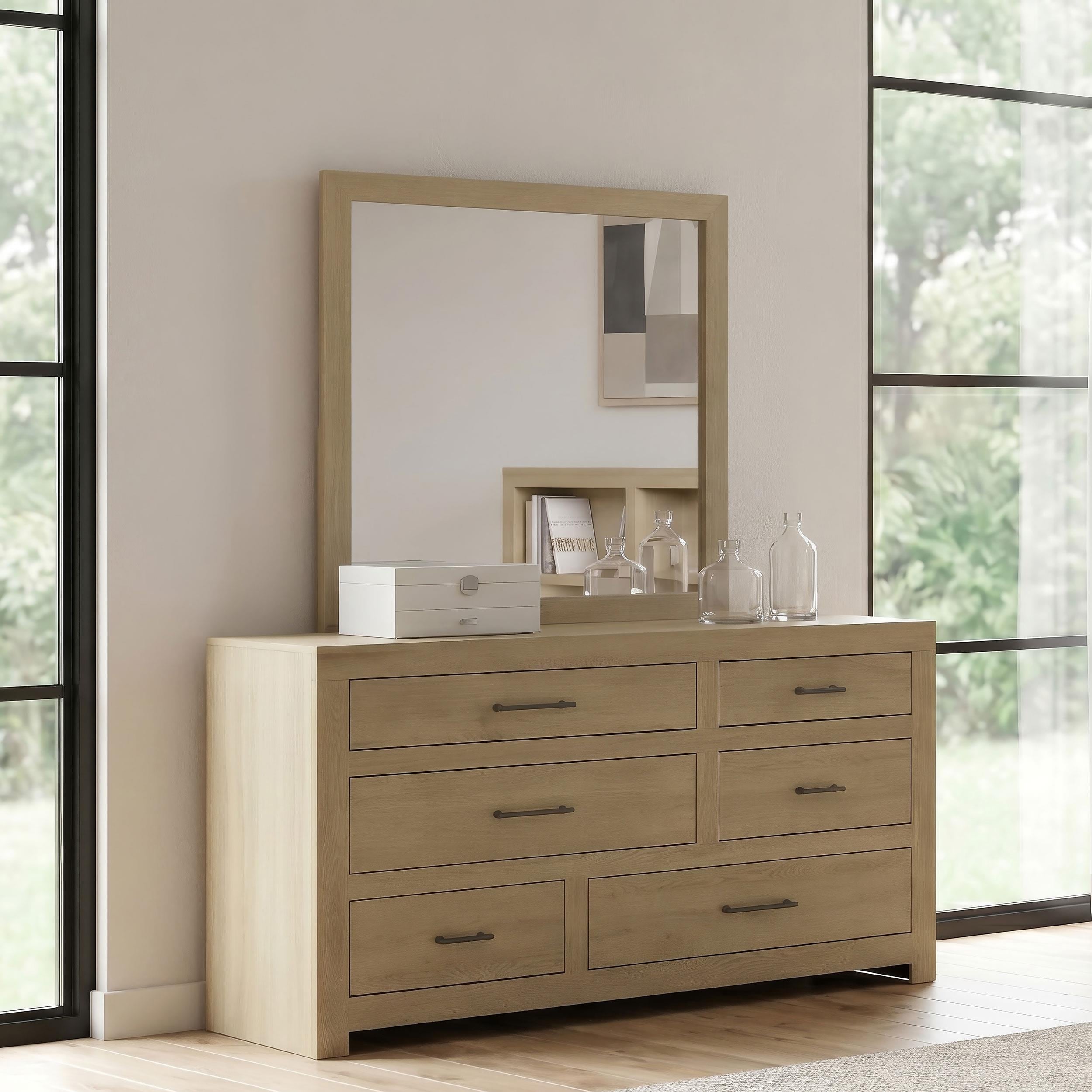 Hendricks 6 Drawer Bedroom Dresser Storage Cabinet Light Oak