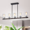 Henlu Chrome Imitation Wood Grain Forged Black 5 Light Chandelier