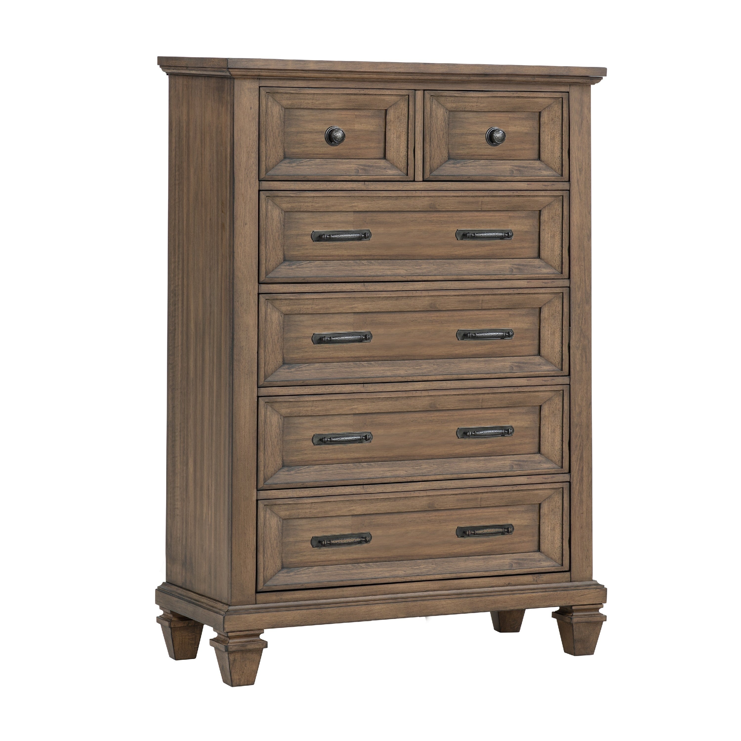 Henry Tall Dresser Chest Mocha Brown Acacia Wood 6 Drawers
