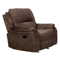 Heny Manual Glider Recliner Chair Plush Dark Brown Pillow Top Arms