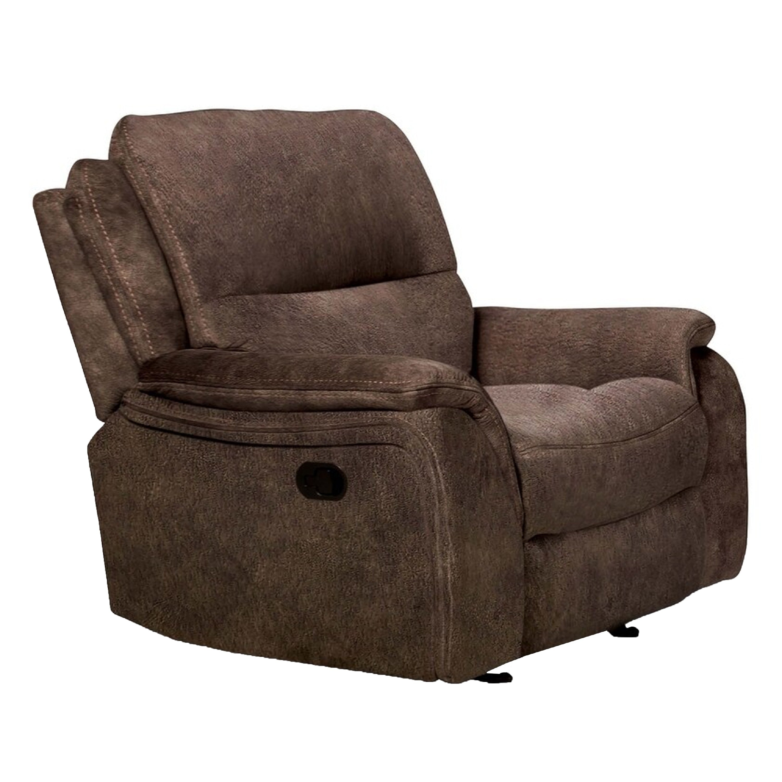 Heny Manual Glider Recliner Chair Plush Dark Brown Pillow Top Arms