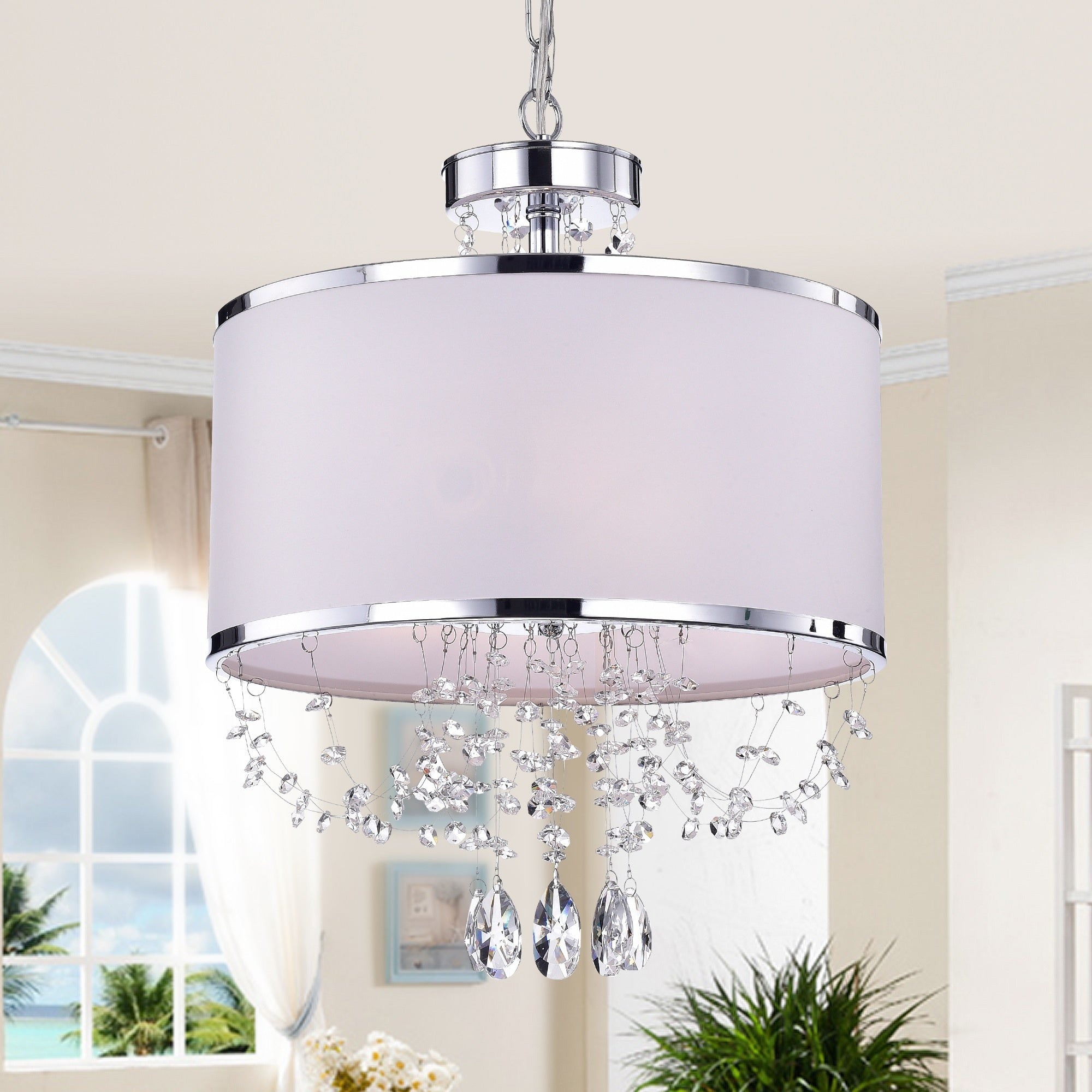 Hera Shaded Crystal Detailed 4 Light Chandelier