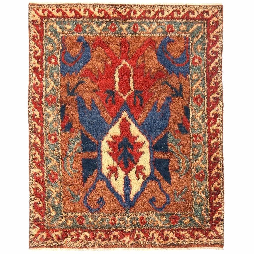 Handmade Herat Oriental Afghan Shag Gabbeh Wool Rug Afghanistan 62 X 78
