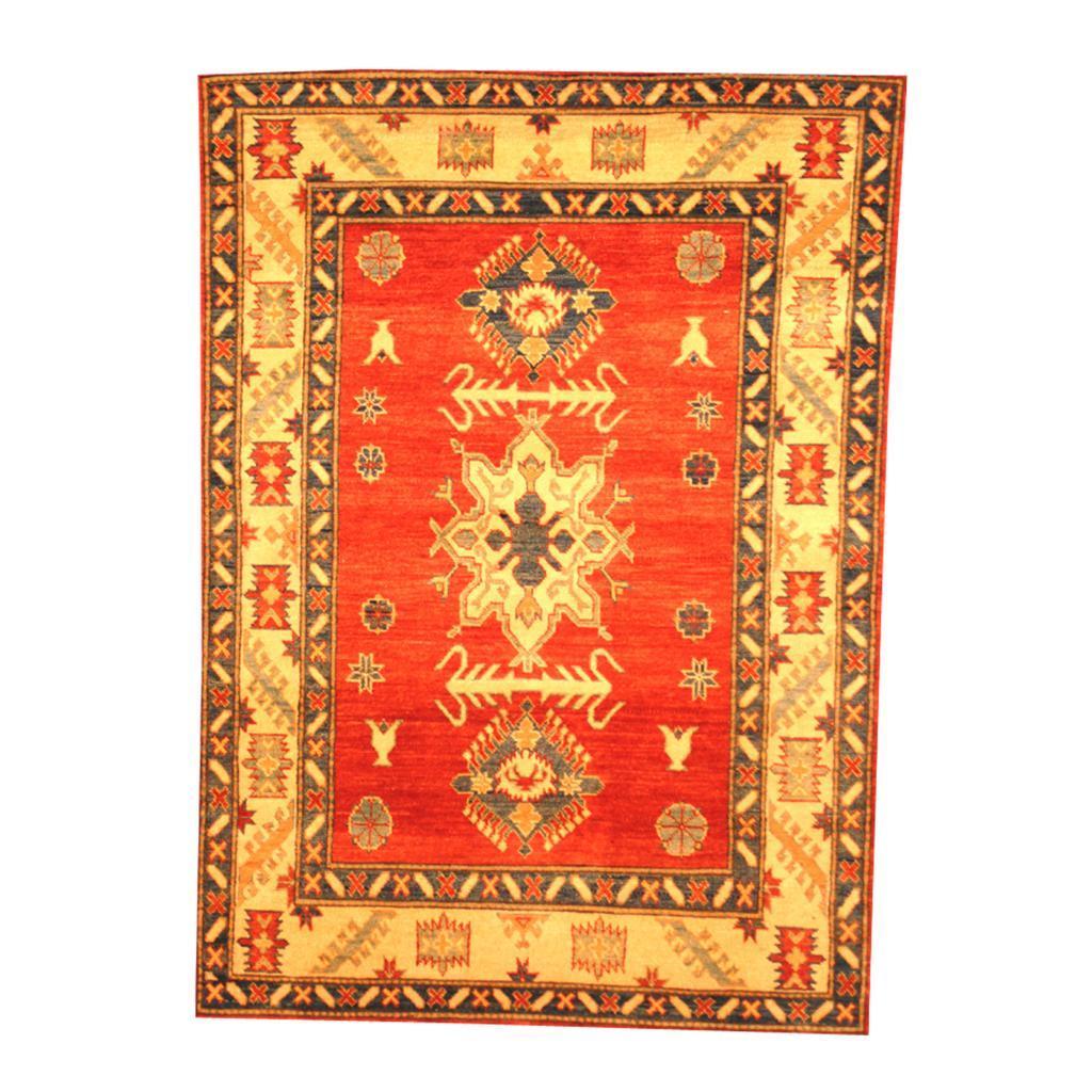 Handmade Herat Oriental Afghan Tribal Kazak Rust Beige Wool Rug Afghanistan 45 X 62
