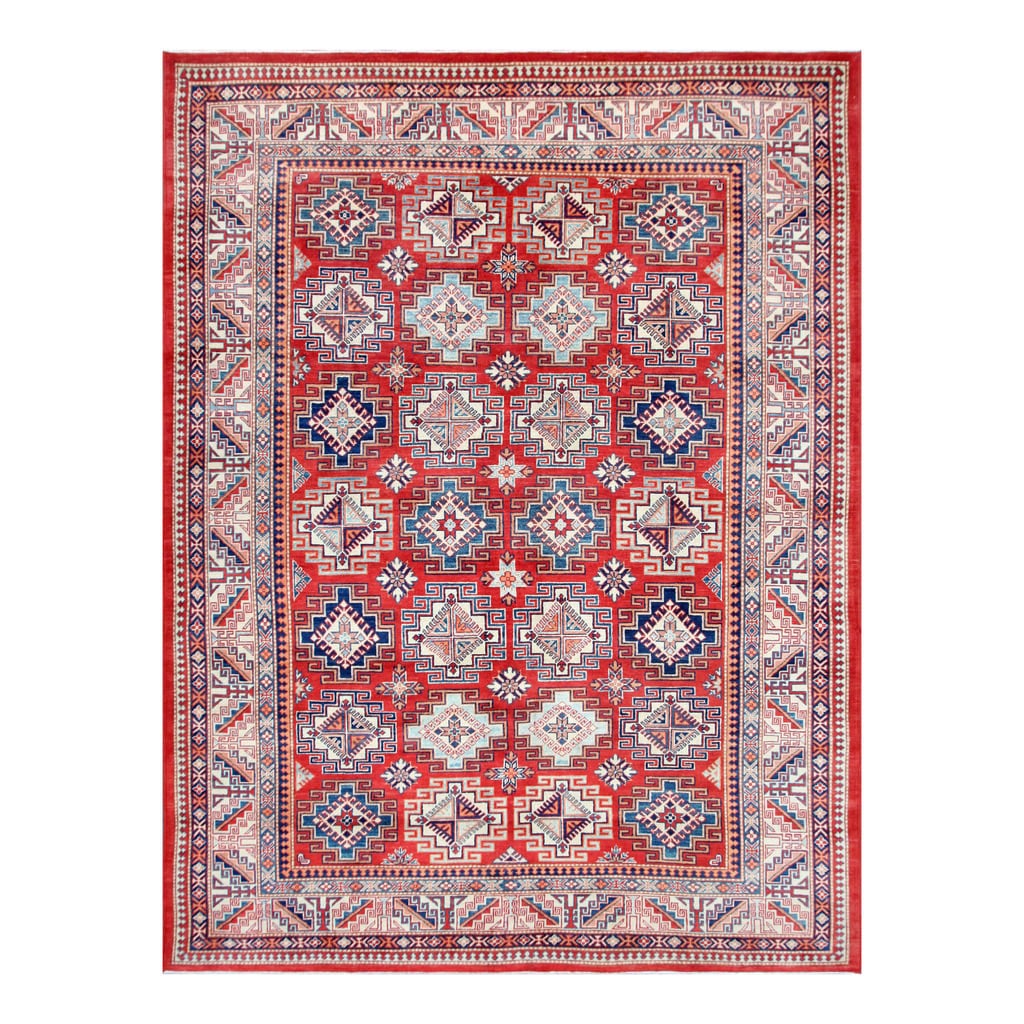 Handmade Herat Oriental Afghan Tribal Vegetable Dye Super Kazak Wool Rug Afghanistan 9 X 12