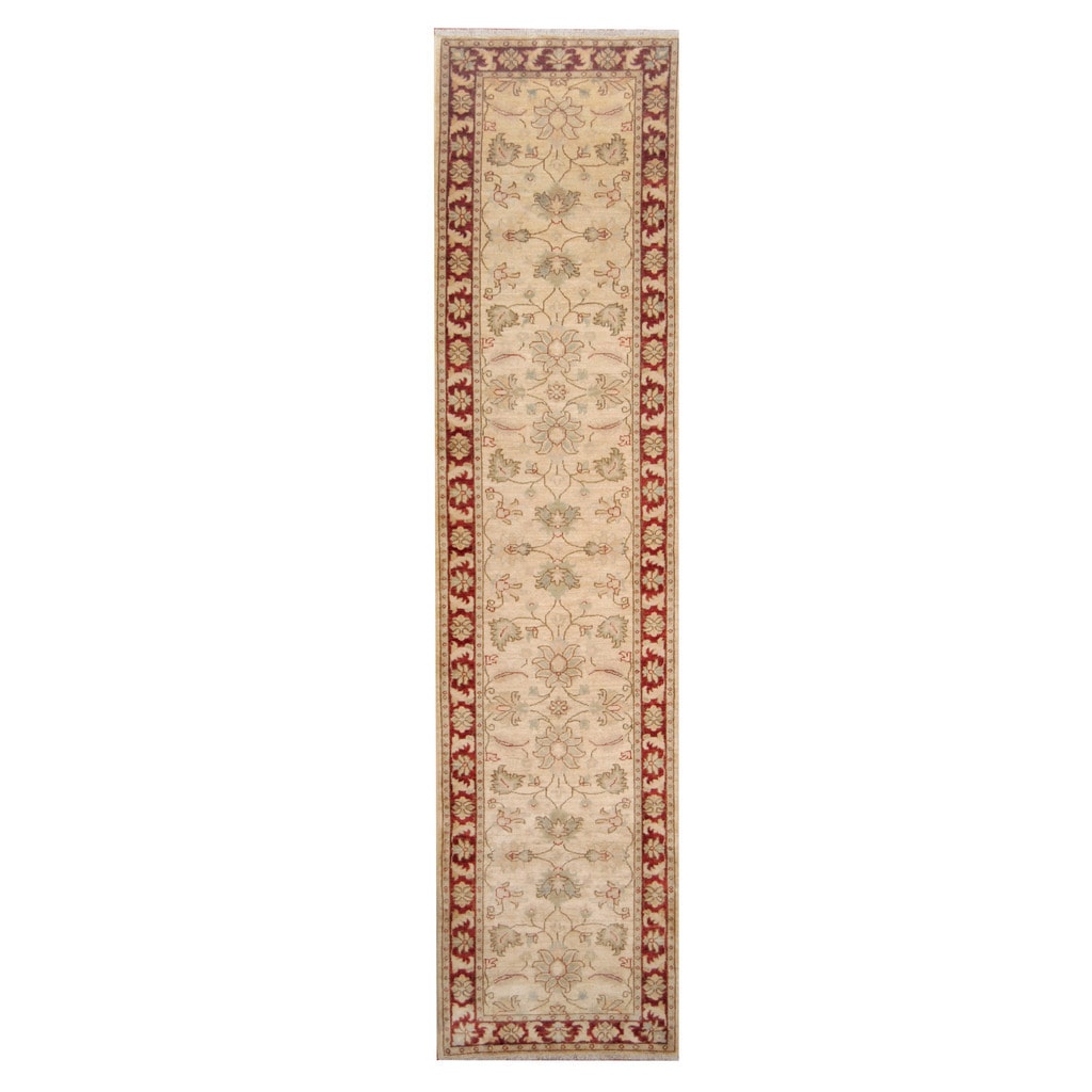 Handmade Herat Oriental Afghan Vegetable Dye Oushak Wool Runner Afghanistan 28 X 1010