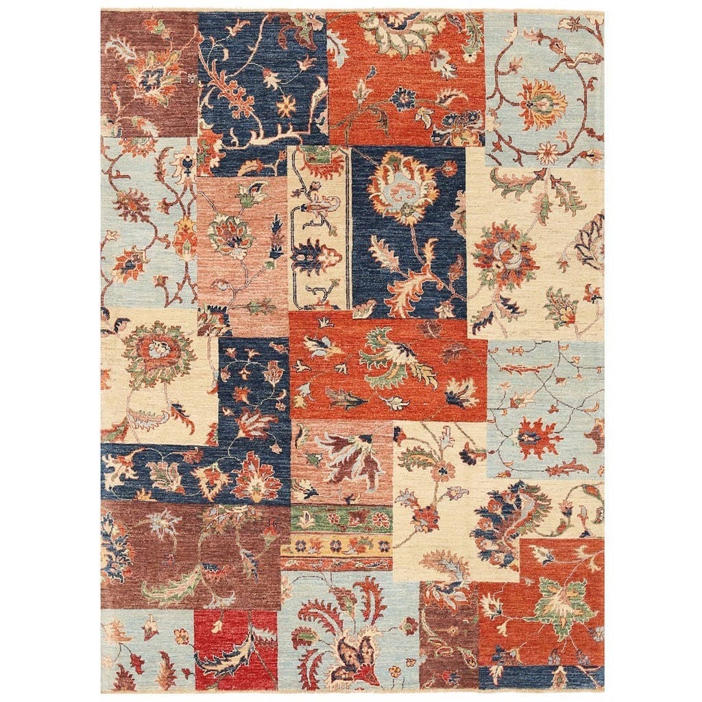Handmade Herat Oriental Afghan Vegetable Dye Patch Design Wool Rug Afghanistan 56 X 74