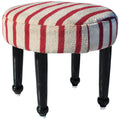 Handmade Herat Oriental Cotton Upholstered Wooden Footstool India