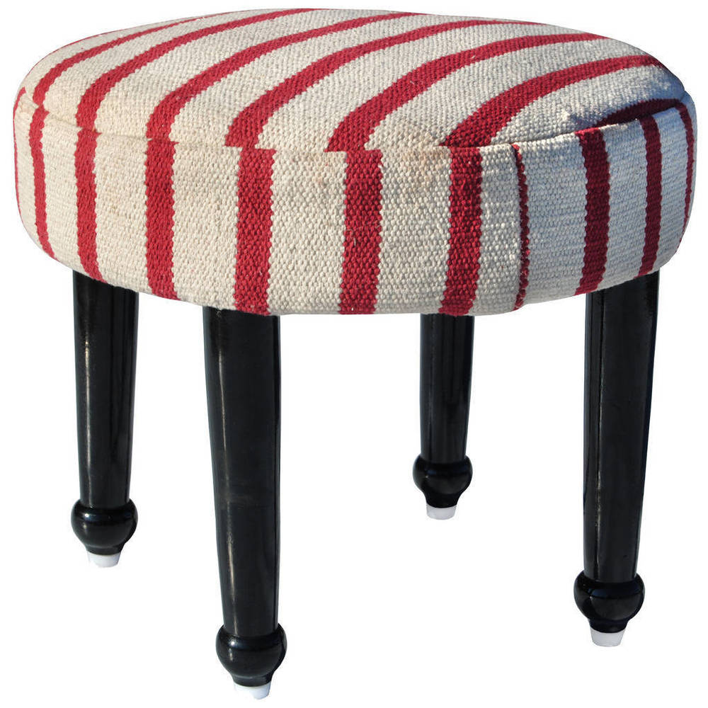 Handmade Herat Oriental Cotton Upholstered Wooden Footstool India