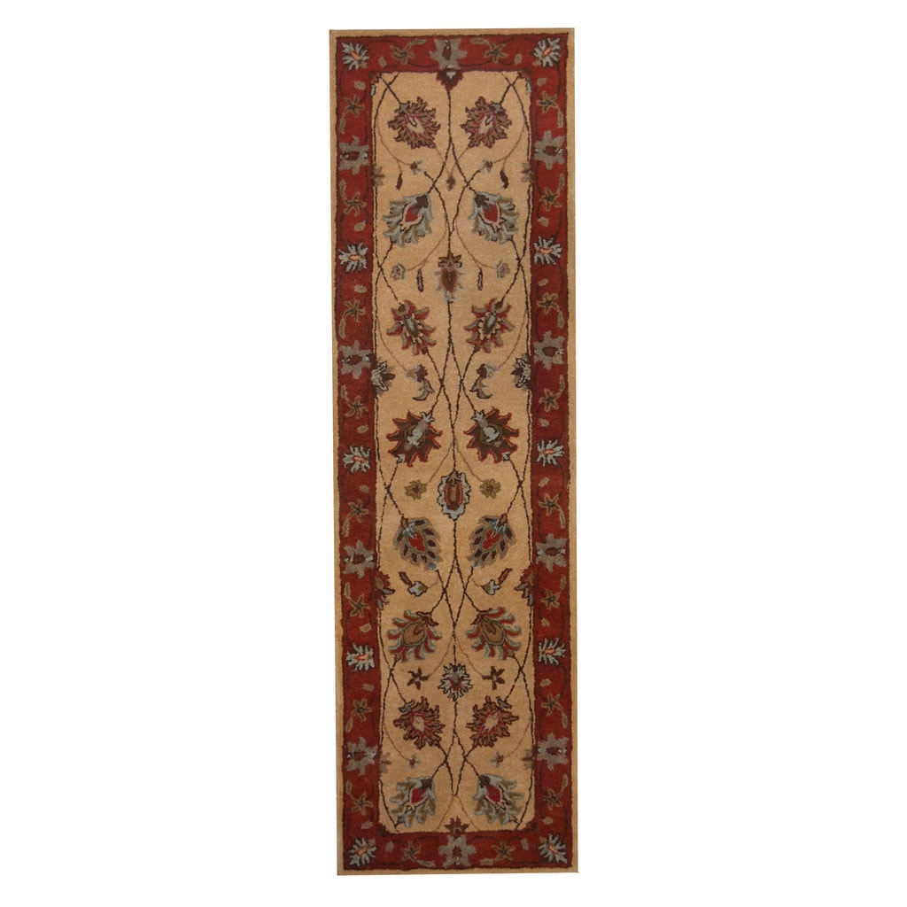 Handmade Herat Oriental Indo Mahal Wool Runner India 23 X 8