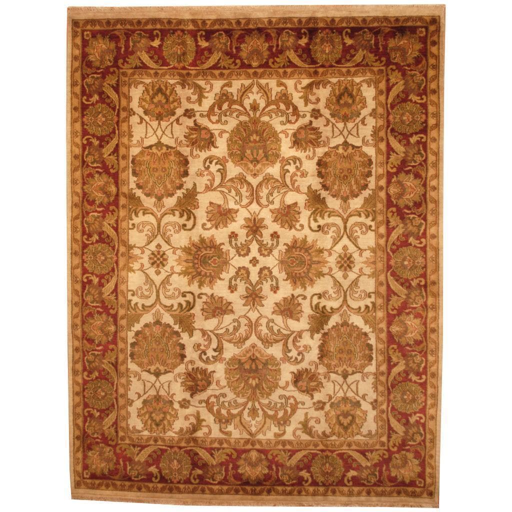 Handmade Herat Oriental Indo Mahal Beige Red Wool Rug India 8 X 106