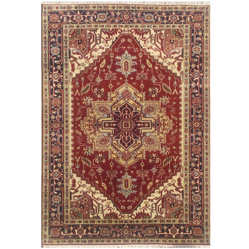 Handmade Herat Oriental Indo Serapi Wool Rug India 61 X 9