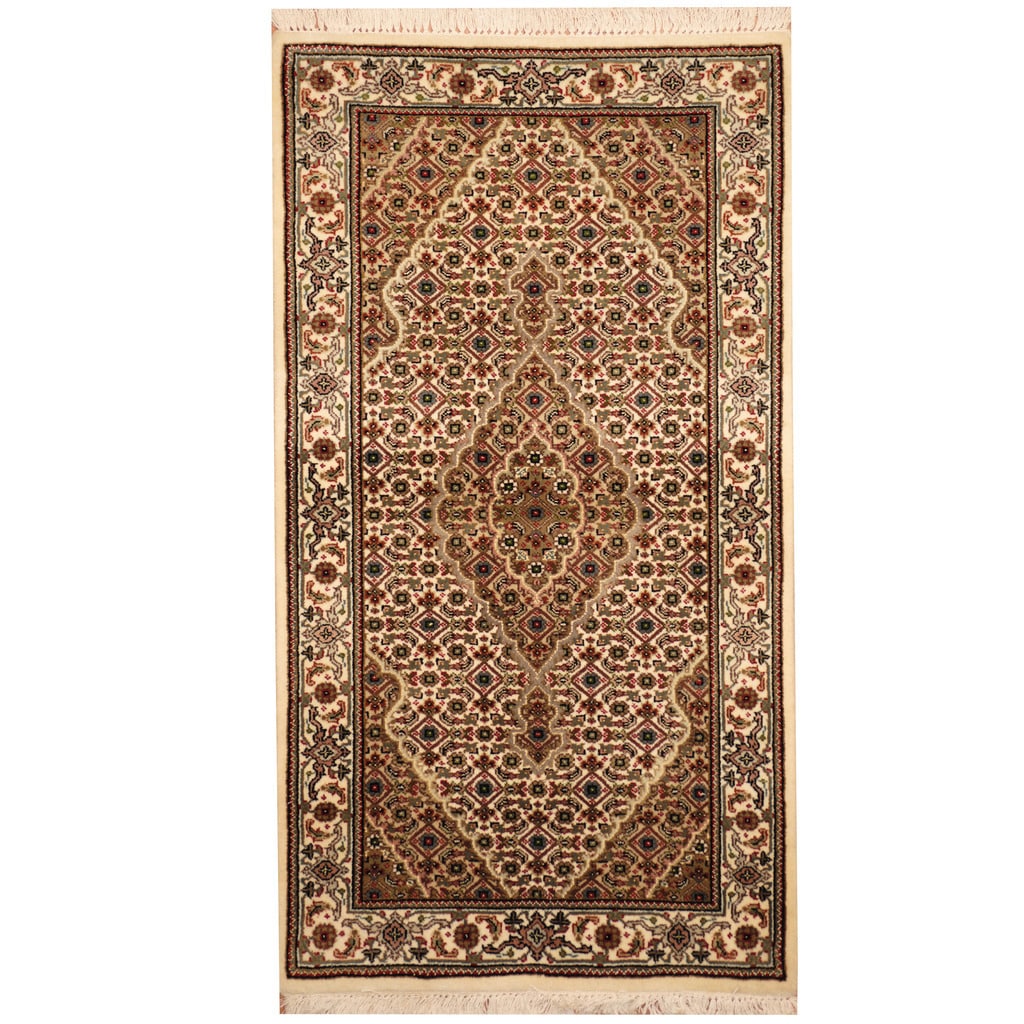 Handmade Herat Oriental Indo Tabriz Wool Silk Rug India 26 X 46