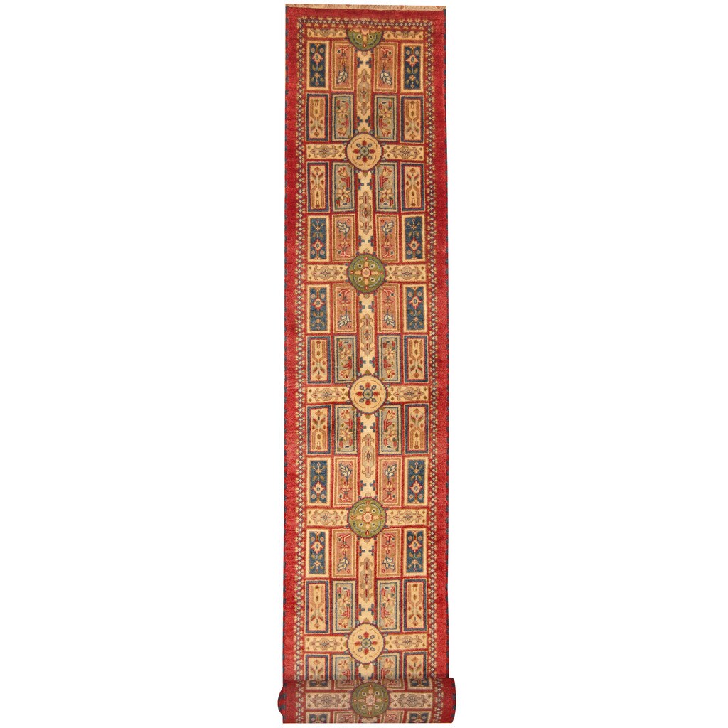 Handmade Herat Oriental Indo Tribal Kazak Wool Runner India 26 X 8