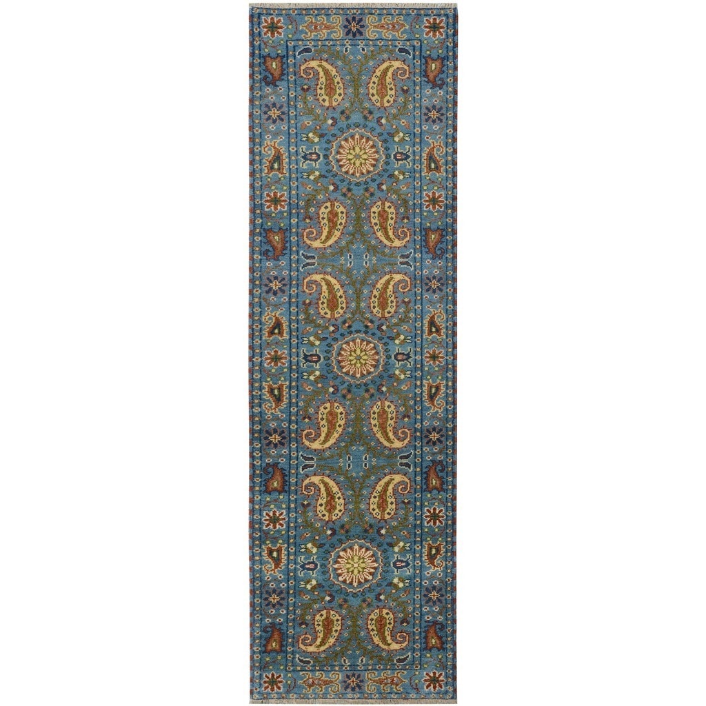 Handmade Herat Oriental Indo Tribal Kazak Wool Runner India 28 X 10