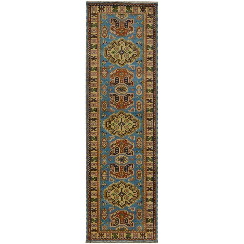 Handmade Herat Oriental Indo Tribal Kazak Wool Runner India 28 X 8
