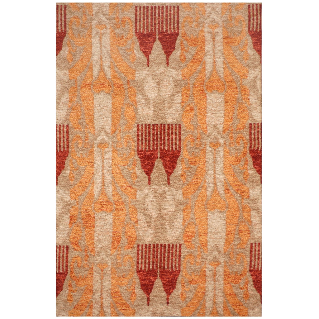 Handmade Herat Oriental Indo Chenille Flatweave Ikat Rug India 24 X 4