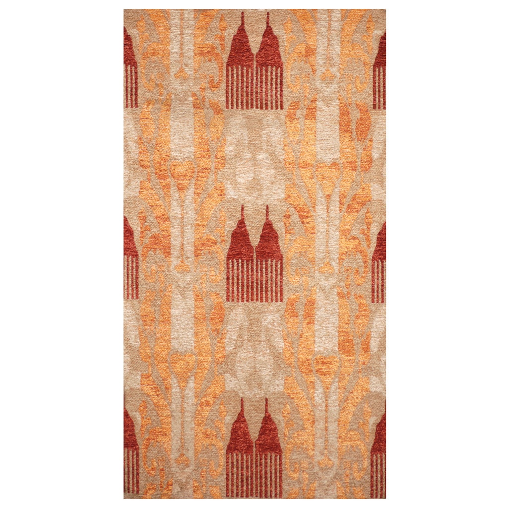 Handmade Herat Oriental Indo Chenille Flatweave Ikat Rug India 28 X 46