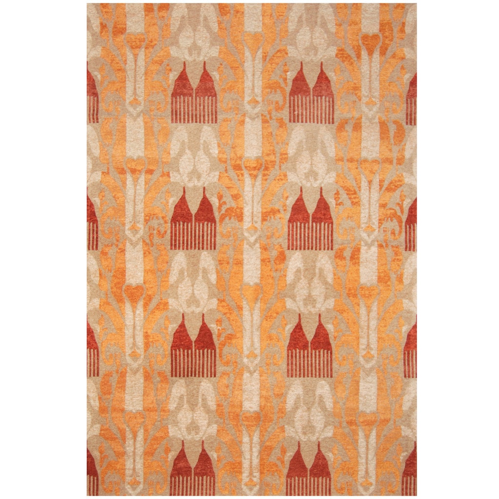 Handmade Herat Oriental Indo Chenille Flatweave Ikat Rug India 66 X 96