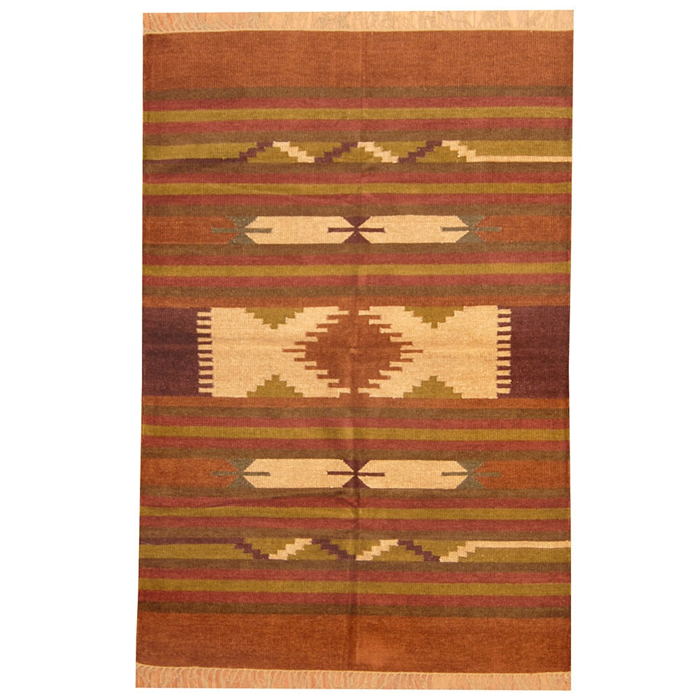Handmade Herat Oriental Indo Chenille Dhurrie Wool Rug India 4 X 6