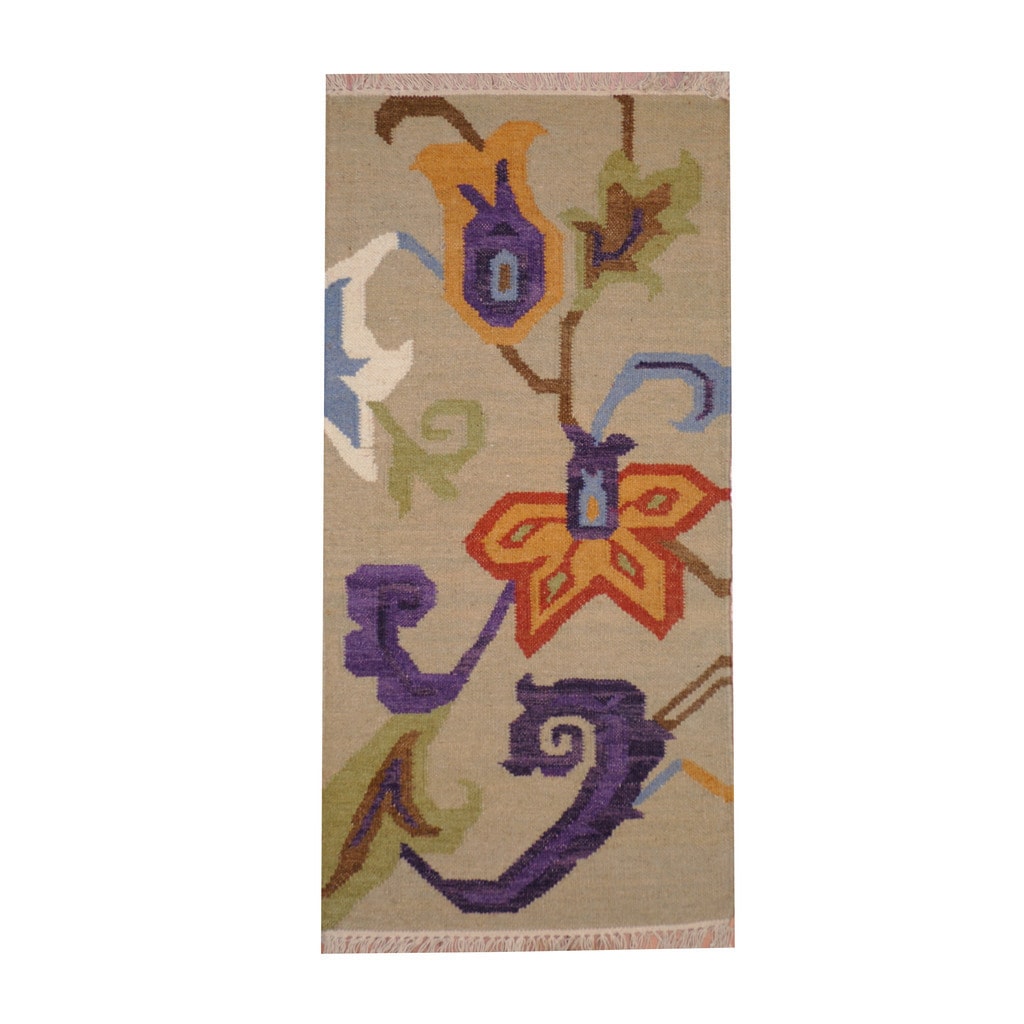 Handmade Herat Oriental Indo Vegetable Dye Tribal Wool Kilim India 18 X 33
