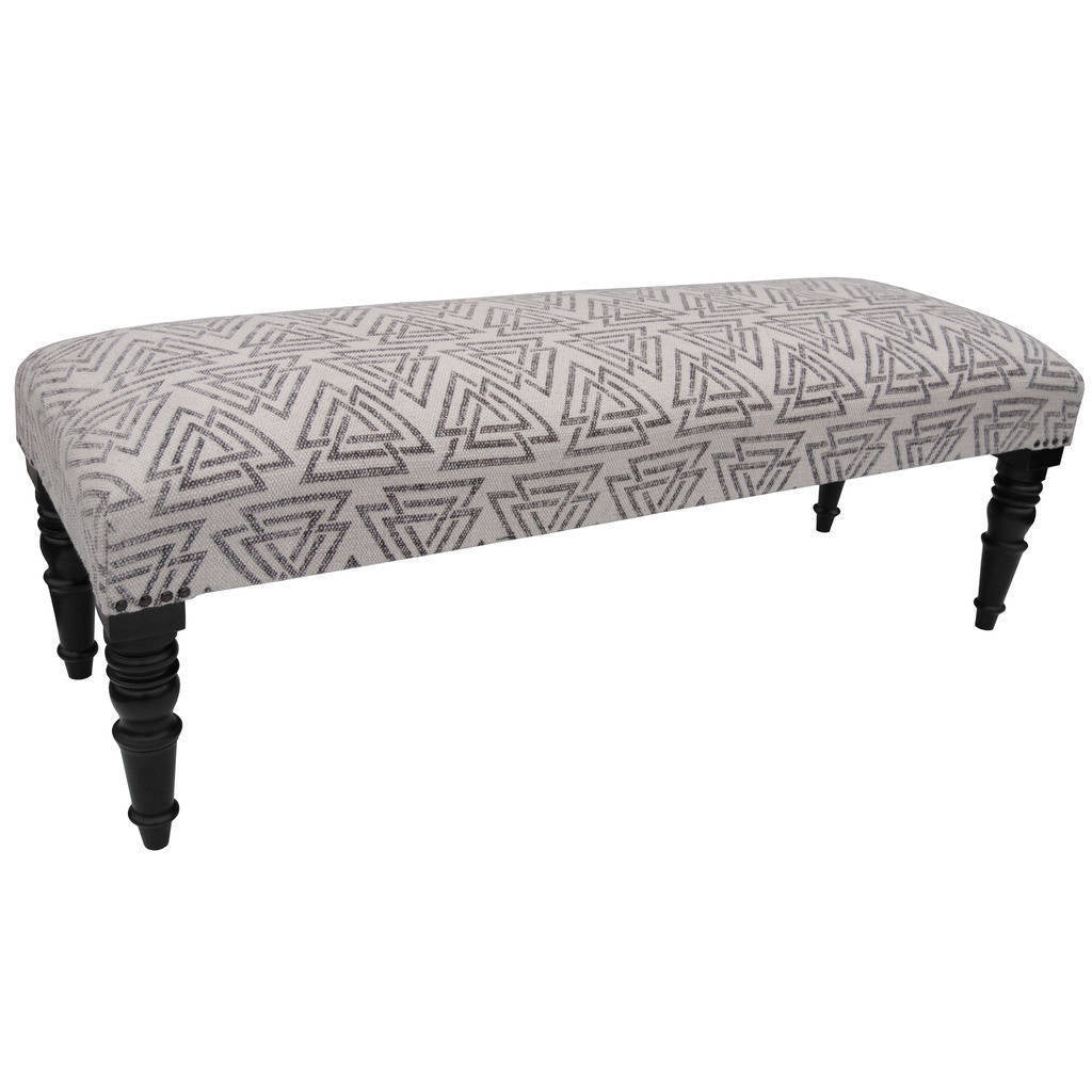 Handmade Herat Oriental Indo Cotton Upholstered Wooden Bench India 48 X 18 X 16