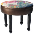 Handmade Herat Oriental Indo Cotton Upholstered Wooden Footstool India