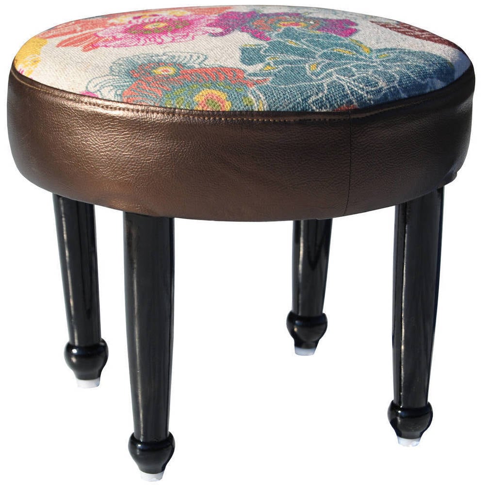 Handmade Herat Oriental Indo Cotton Upholstered Wooden Footstool India