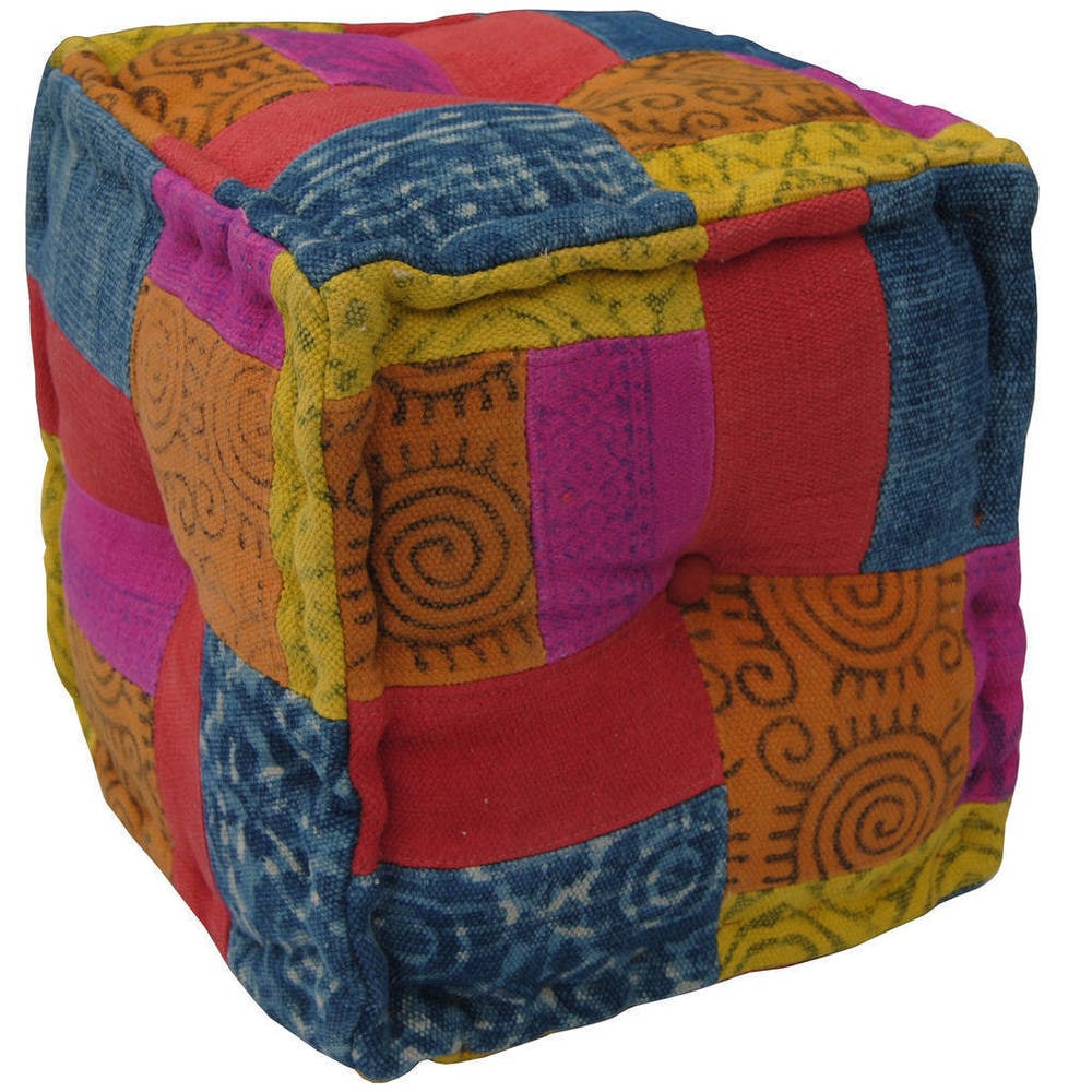Herat Oriental Indo Handmade Striped Cotton Pouf