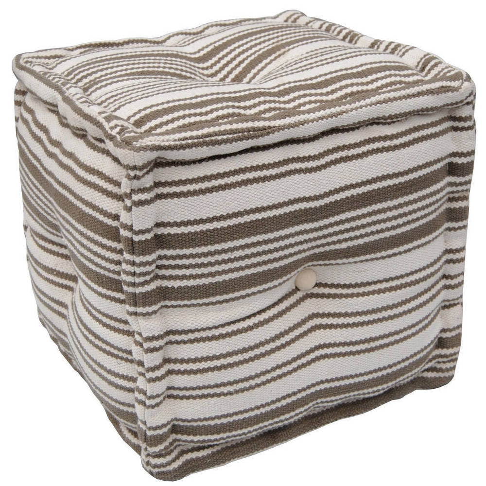 Herat Oriental Indo Handmade Striped Cotton Pouf