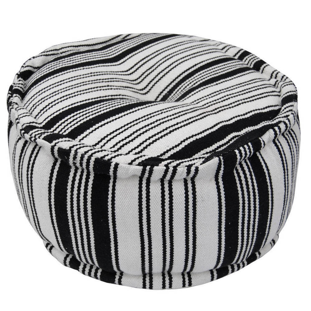 Herat Oriental Indo Handmade Striped Cotton Round Pouf